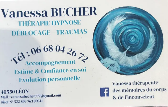 Carte de visite de Vanessa Becher, praticienne en hypnose à Léon dans les Landes